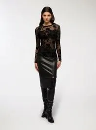 T-shirt stampa floreale tulle Var nero