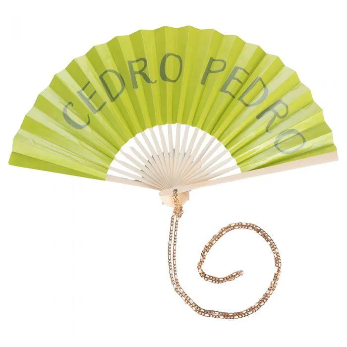 Ventaglio Cedro Pedro verde lime, manico in bambù, Tinte uniche