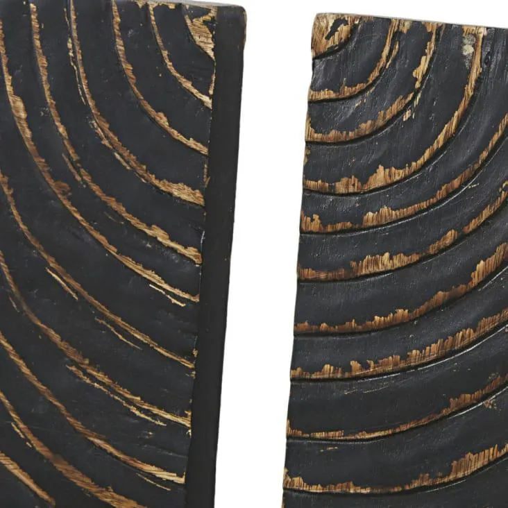 Set di 4 decorazioni da parete in legno scurito 100x100 cm