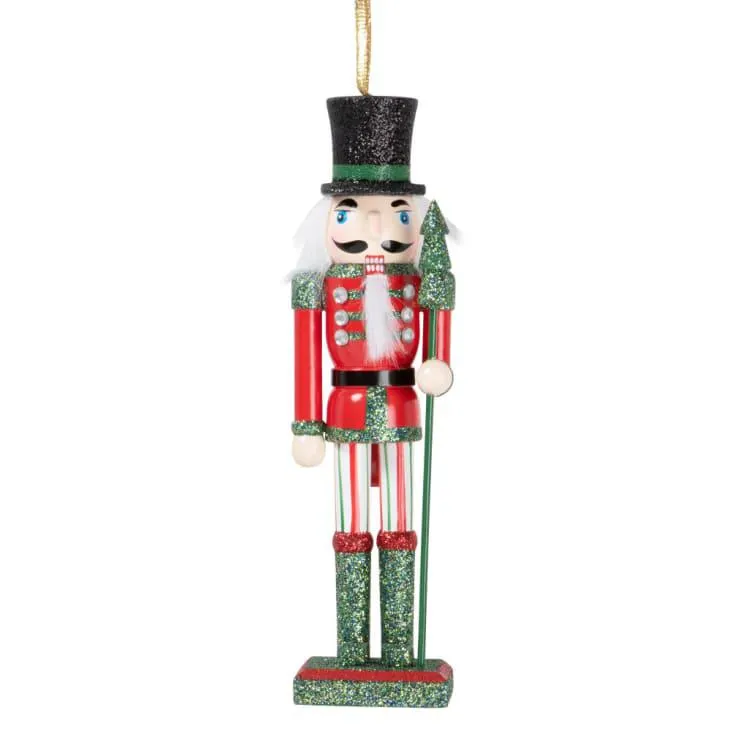 Decorazione natalizia da appendere Schiaccianoci verde, rosso e nero - Lotto di 4