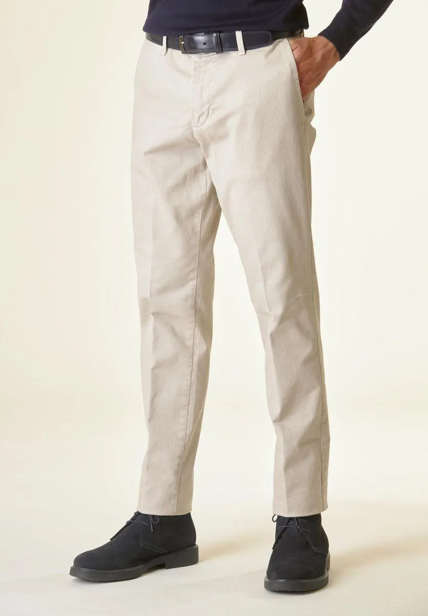 Pantalone gesso cotone micro-stampa regular.