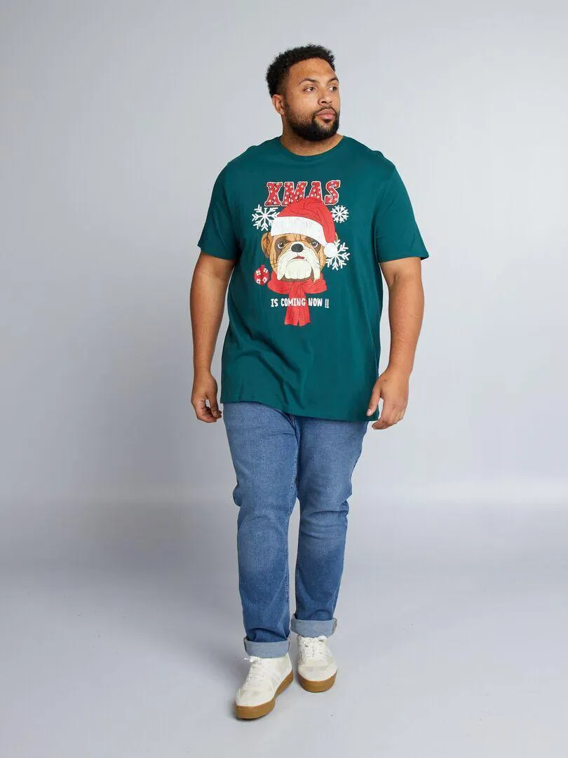 T-shirt a maniche corte con stampa - VERDE