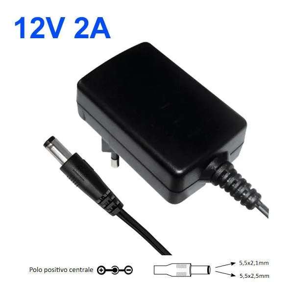 Alimentatore 12 Volt – 2 A – Plug 2,5 – 2,1