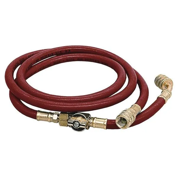 Tubo flessibile rosso lunghezza 150 cm con rubinetto a sfera attacchi 5/16'' sae