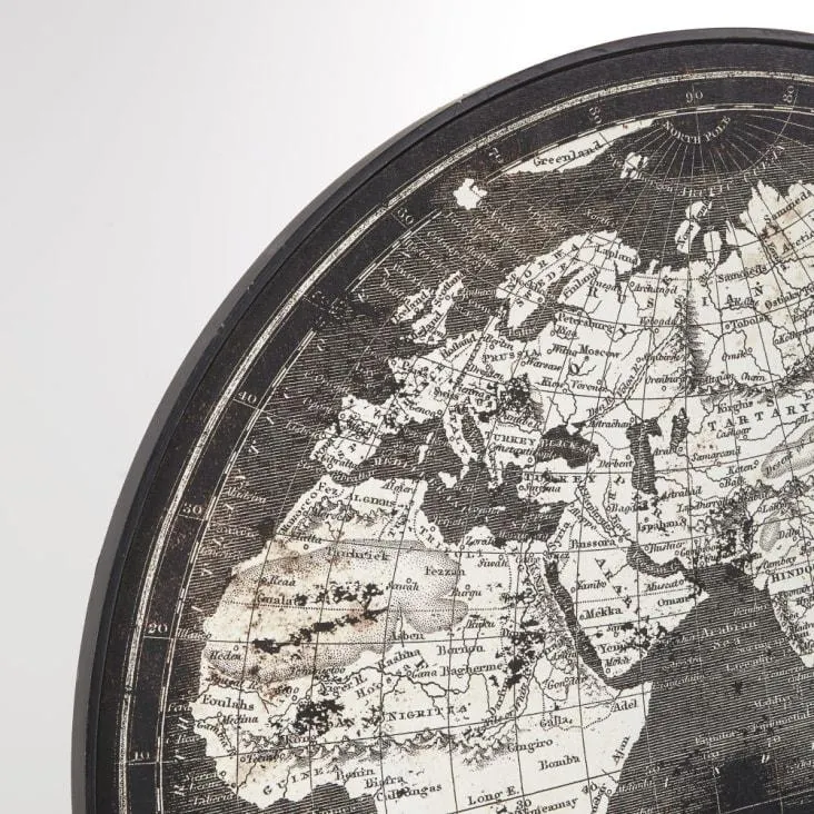 Tele rotonde con stampa mappamondo nero e beige Ø 78 cm (x2)