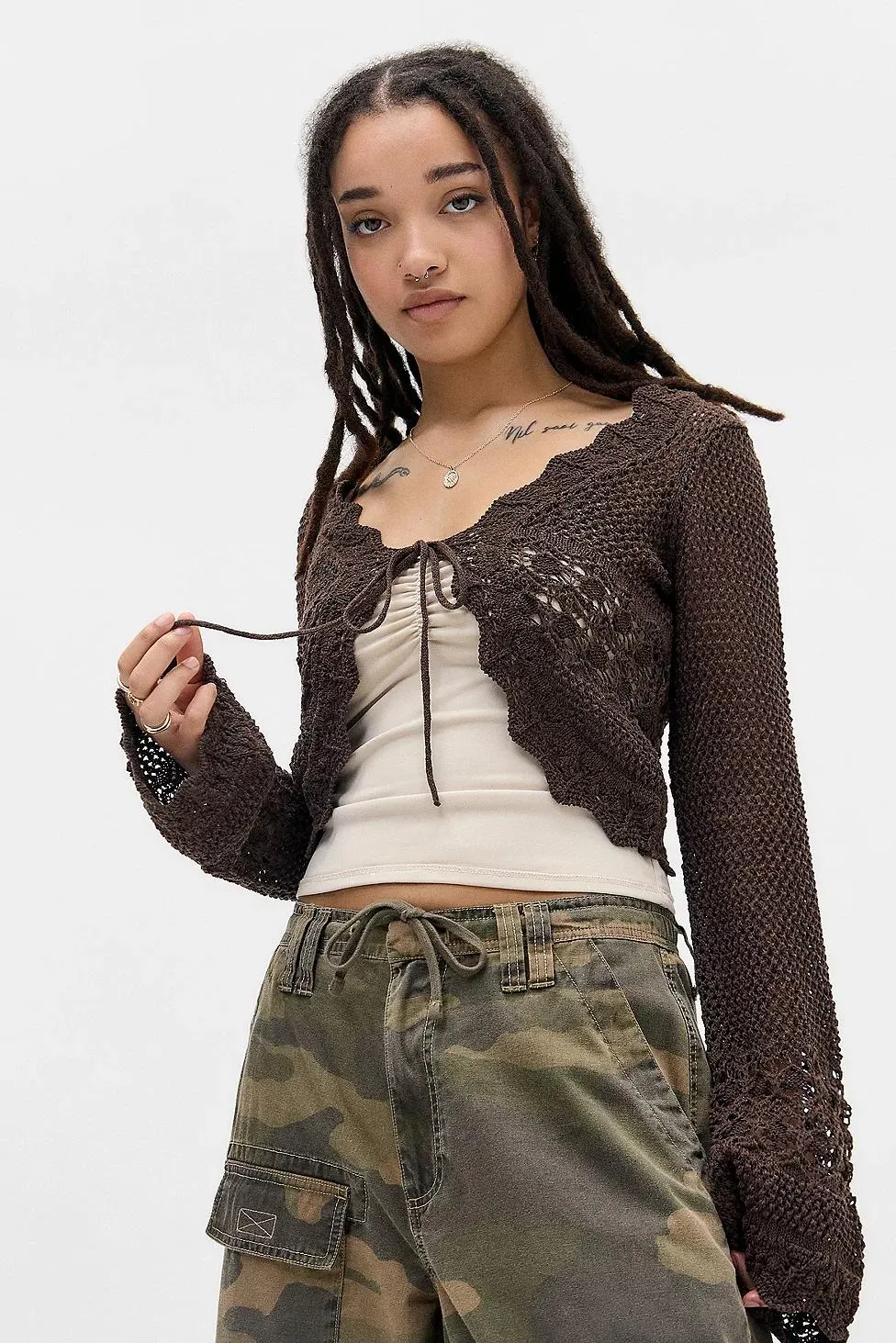 Cardigan UO Rhodes con Lacci sul Davanti