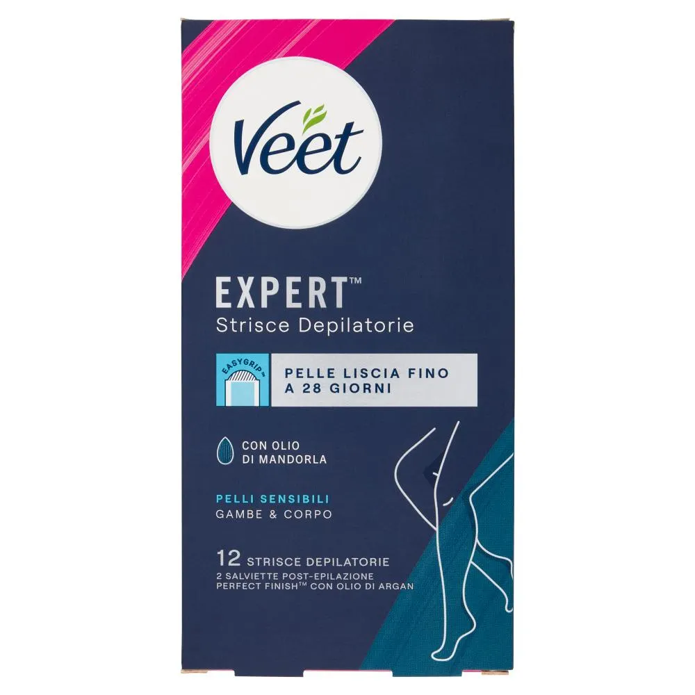 Veet Strisce Corpo Expert Pelli Sensibili 12 pezzi