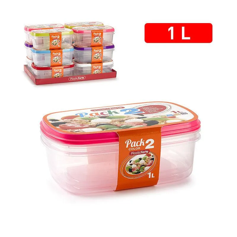 PlasticForte® Pack 2 Containers 1L Mixed colors