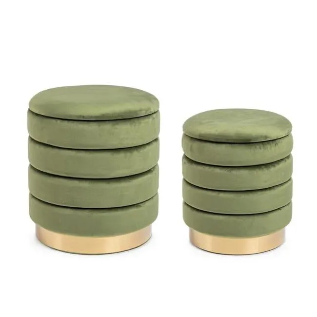 Set 2 Pouf Contenitore Darina Olive - POLINA