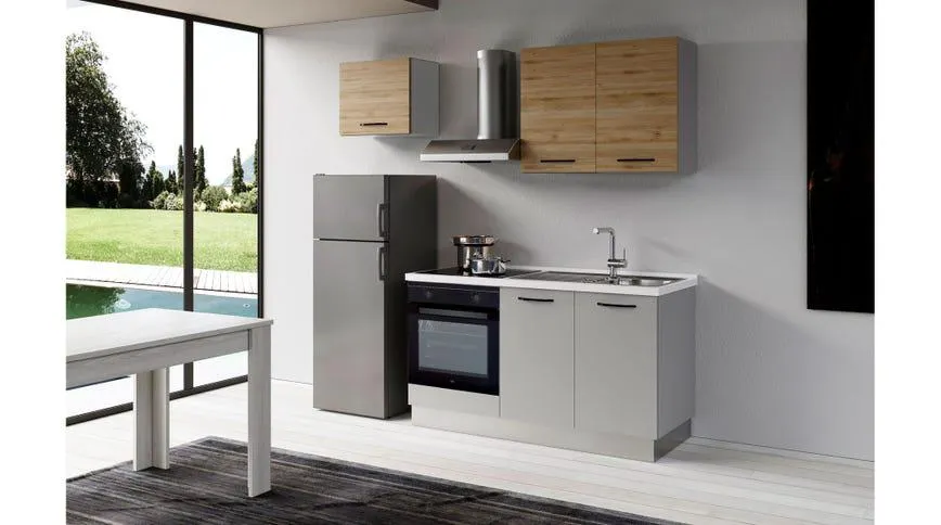 Gilda 2.0 cucina 210 cm colore light grey e rovere cadiz