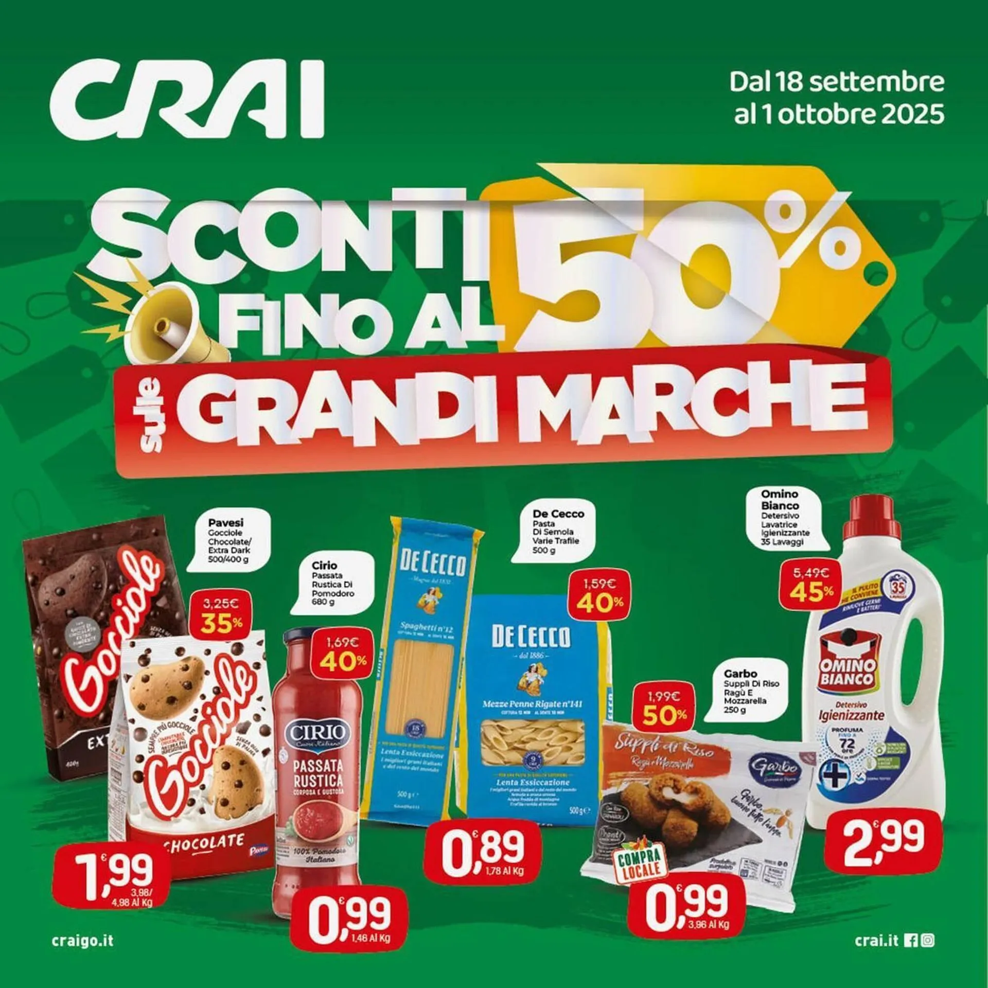 Volantino Crai da 18 settembre a 1 ottobre di 2025 - Pagina del volantino 1