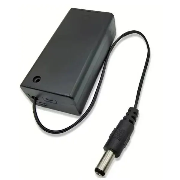 Portabatteria 9 volt con interruttore e plug DC