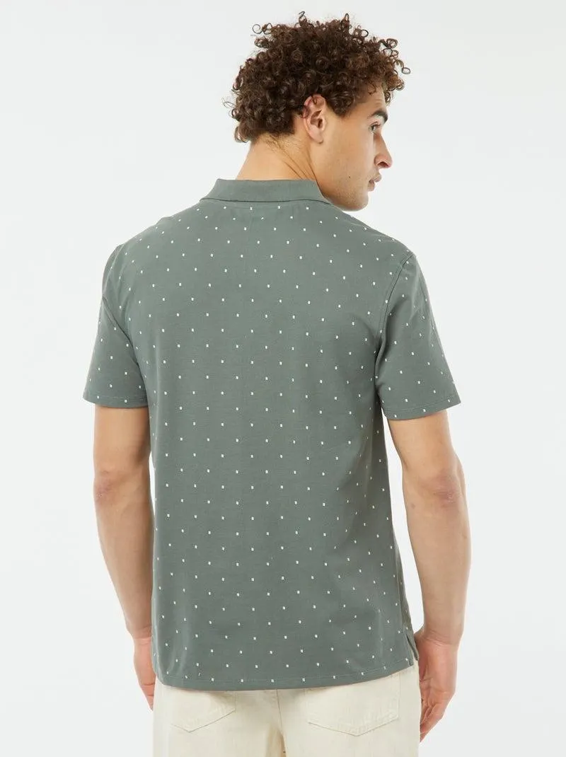 Polo in piqué di cotone con stampa - VERDE