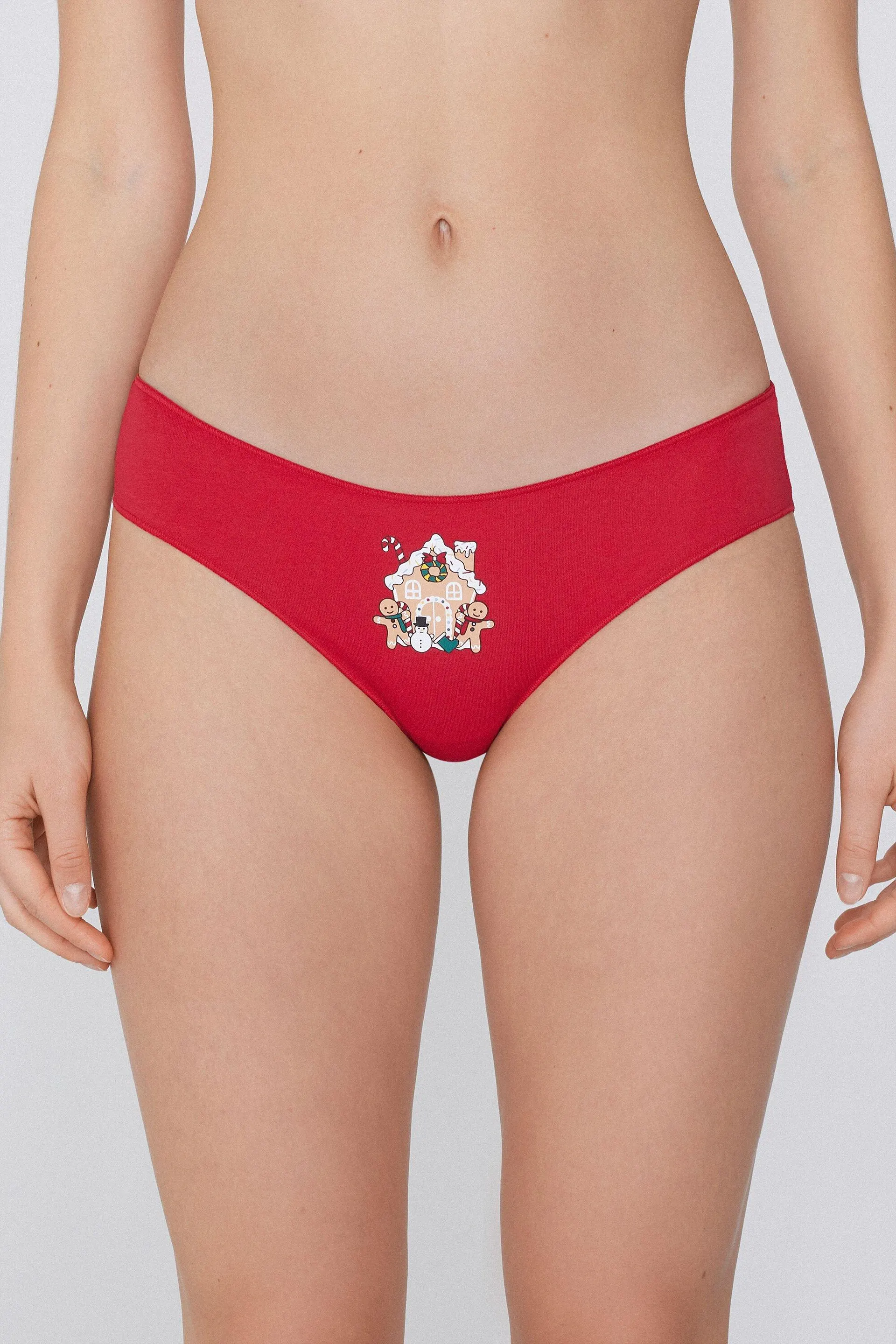 Slip in Cotone Rosso Stampa Natalizia