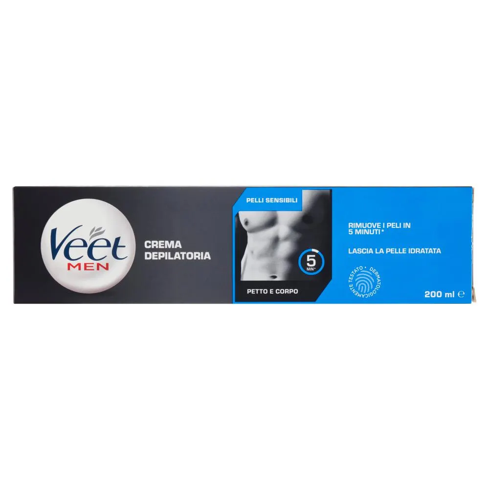 Veet Men Crema Depilatoria Petto e Corpo Pelli Sensibili 200 ml