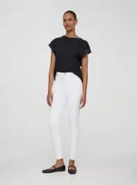 T-shirt con perle e strass Nero