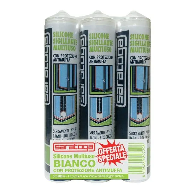 Silicone sigillante SARATOGA Bagni e Cucine Tris Pack bianco 280 ml
