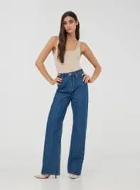 Jeans scuro wide leg Blu denim scuro