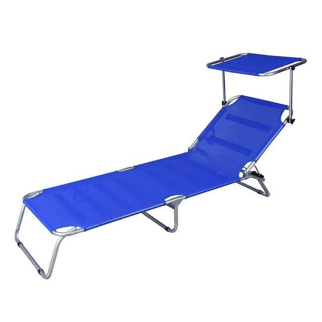 Lettino prendisole da mare pieghevole blu 190x57x77 cm