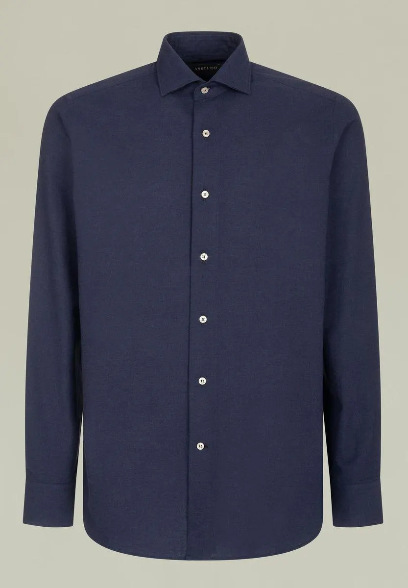 Camicia blu flanellina cotone custom