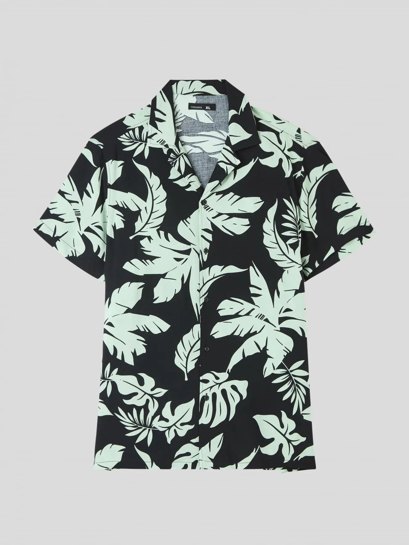 Camicia fantasia palme Var acquamarina