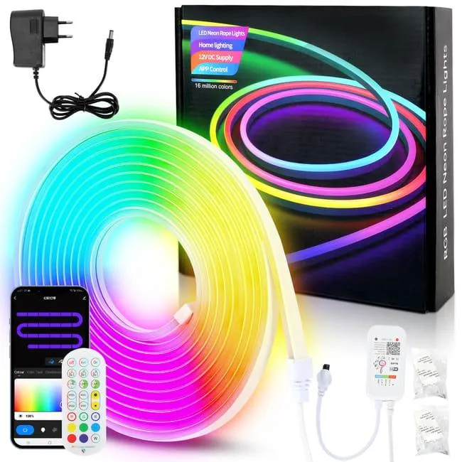 10M RGBIC Neon Light LED Strip Light APP, Cool Powered Neon Sign Art Wall Decoration for Games Room Living Room Bar