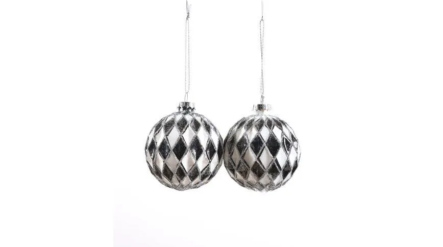 Rombi sfera natalizia nera Ø8 cm