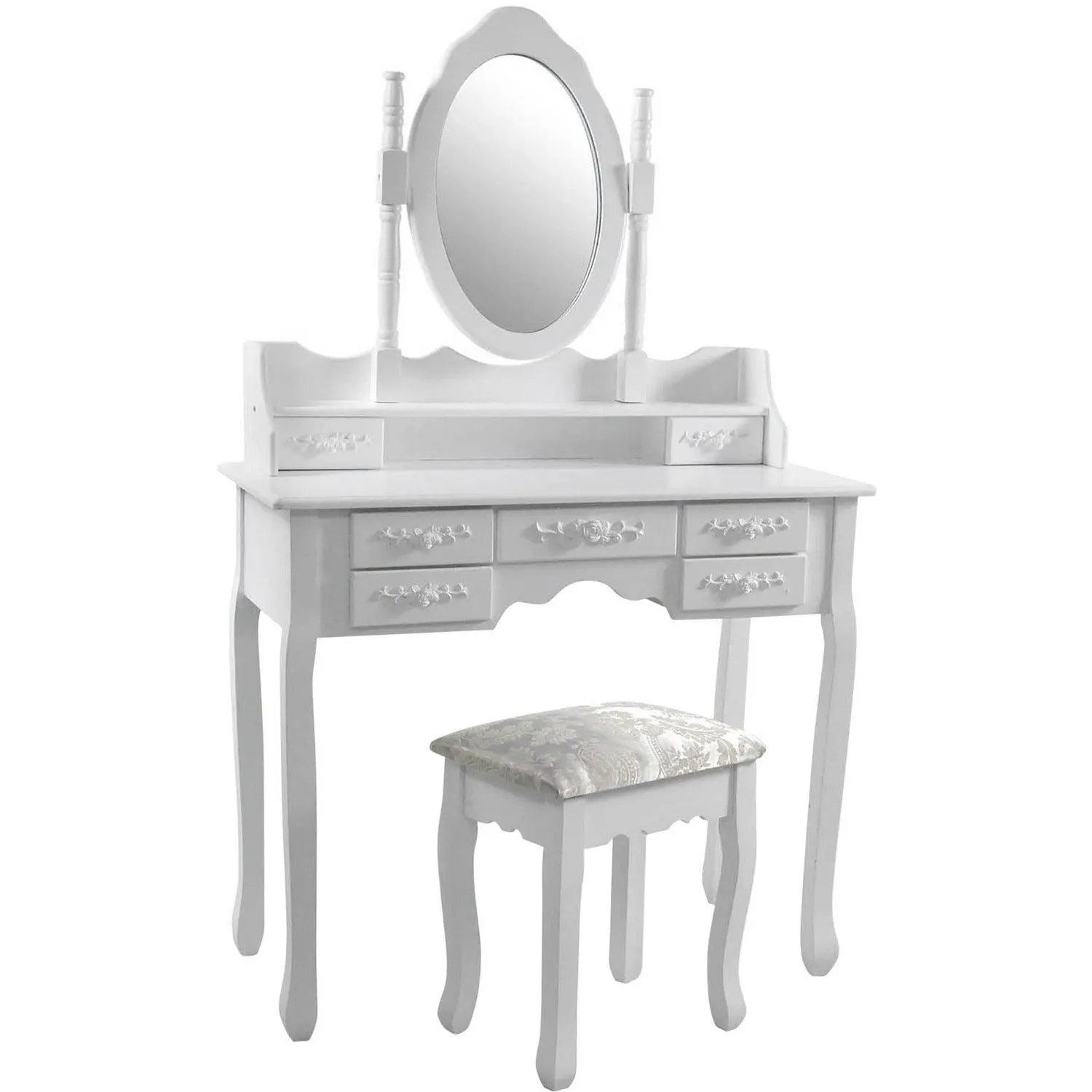 Consolle con sgabello in legno bianco