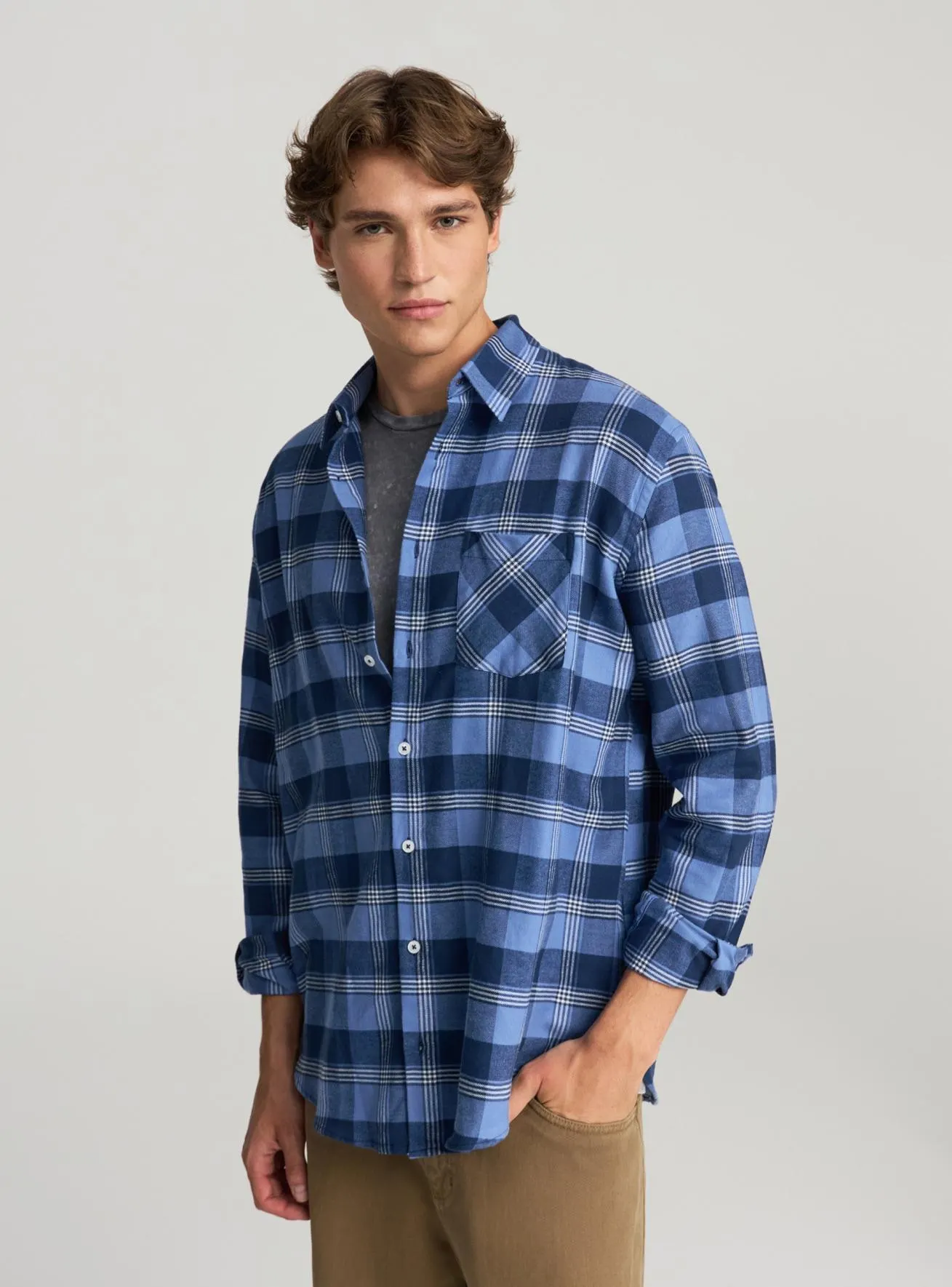 Camicia Classica Quadri Var nero