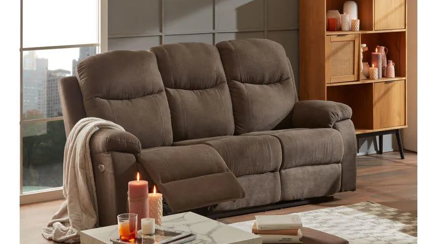 Senna divano relax 3 posti in tessuto talpa