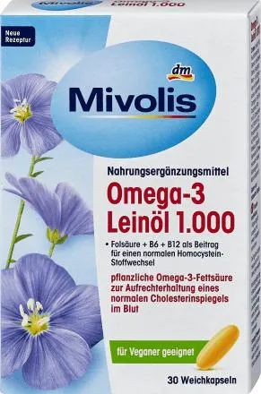 Integratore alimentare in capsule con omega-3 e olio di lino, 30 pz