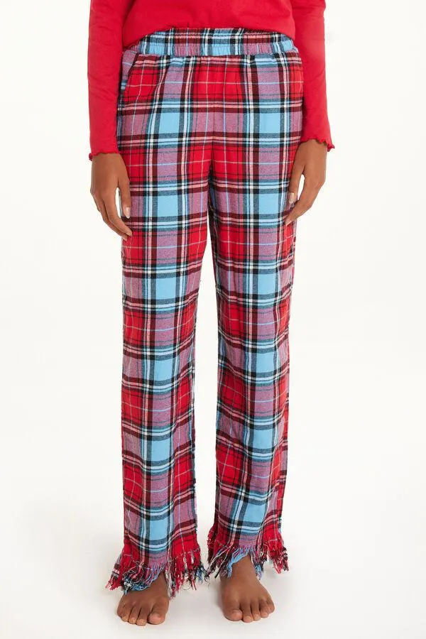 Pantalone Lungo in Flanella con Frange