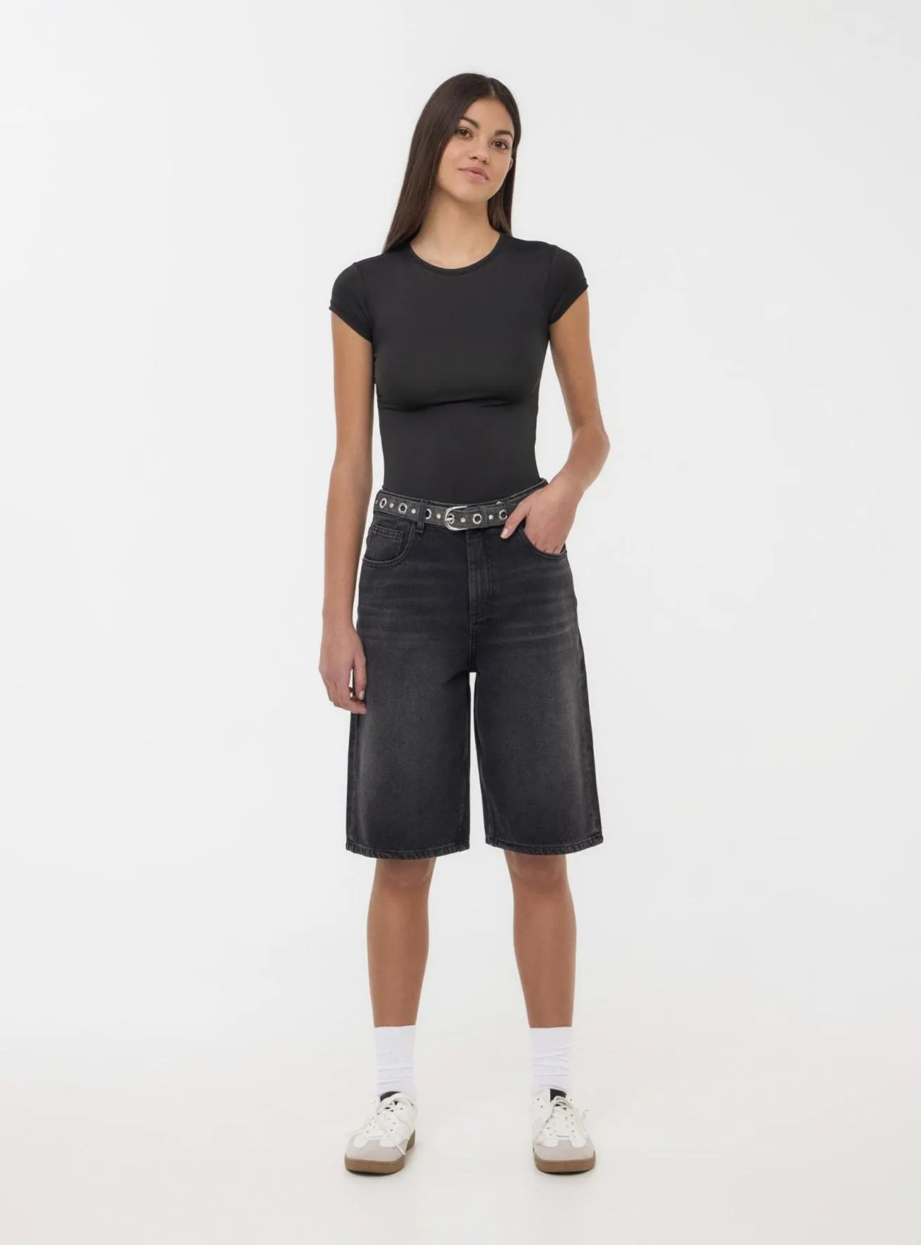 Jorts in denim scuri Nero denim