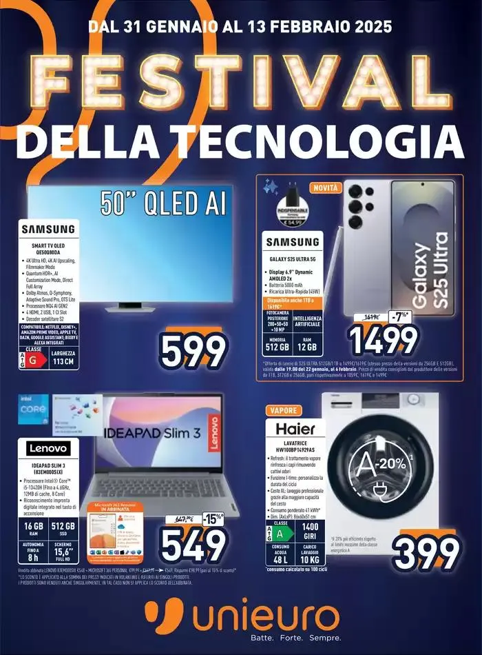 Festival della tecnologia da Unieuro! da 31 gennaio a 13 febbraio di 2025 - Pagina del volantino 1