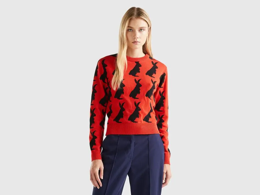 Sweater with bunny pattern