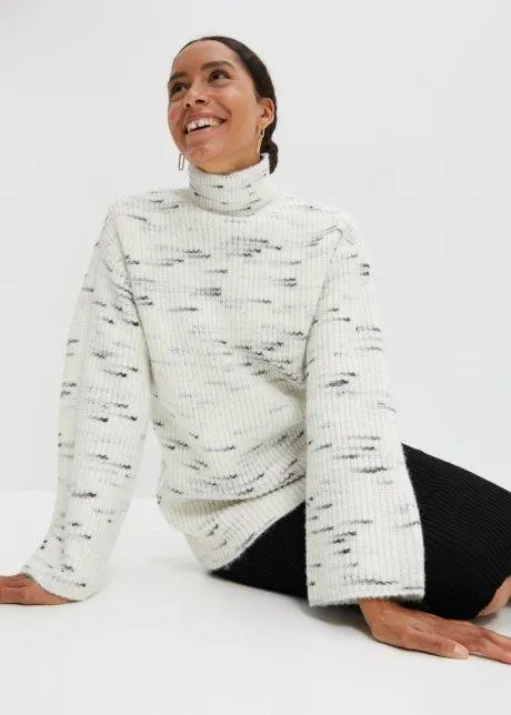 Maglione melange a collo alto