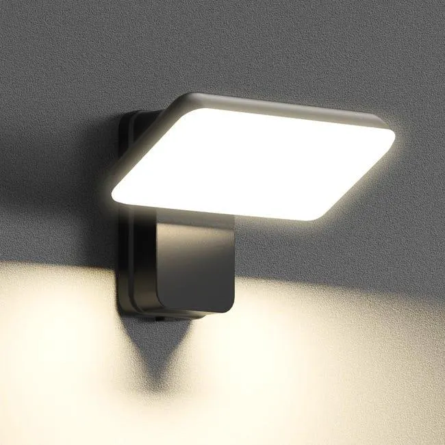 Applique da parete per interni ed esterni, applique LED girevole a 350°, IP65 impermeabile, bianco caldo 3000K, adatta per giardino, terrazza (nero)