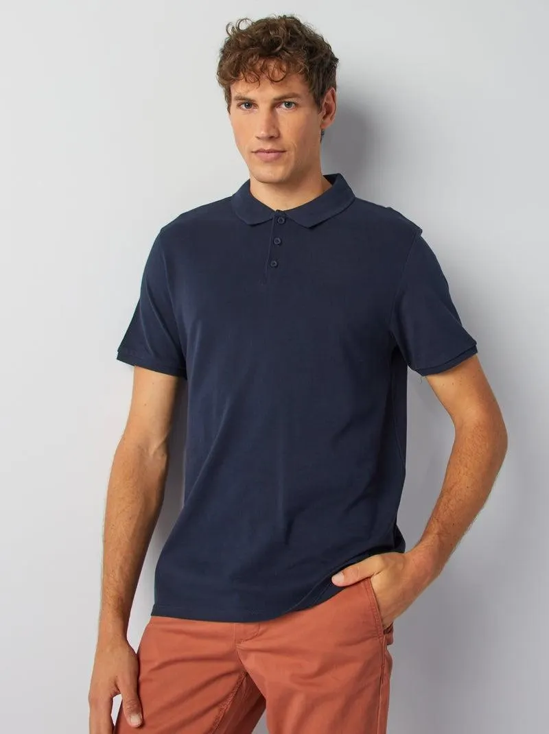 Polo in piqué di cotone - blu