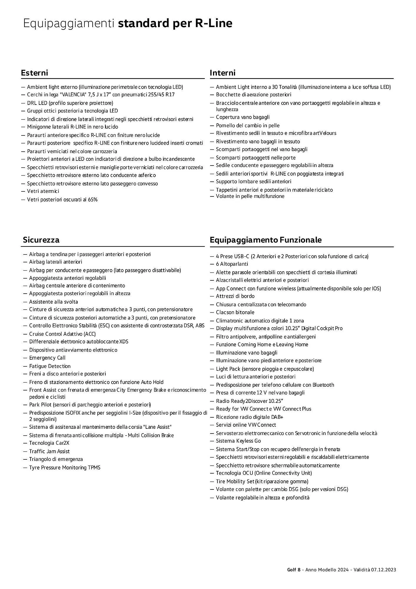 Volantino Volkswagen Golf 8, Golf 8 eTSI, Golf 8 eHybrid e Golf 8 TGI da 3 gennaio a 4 gennaio di 2025 - Pagina del volantino 12