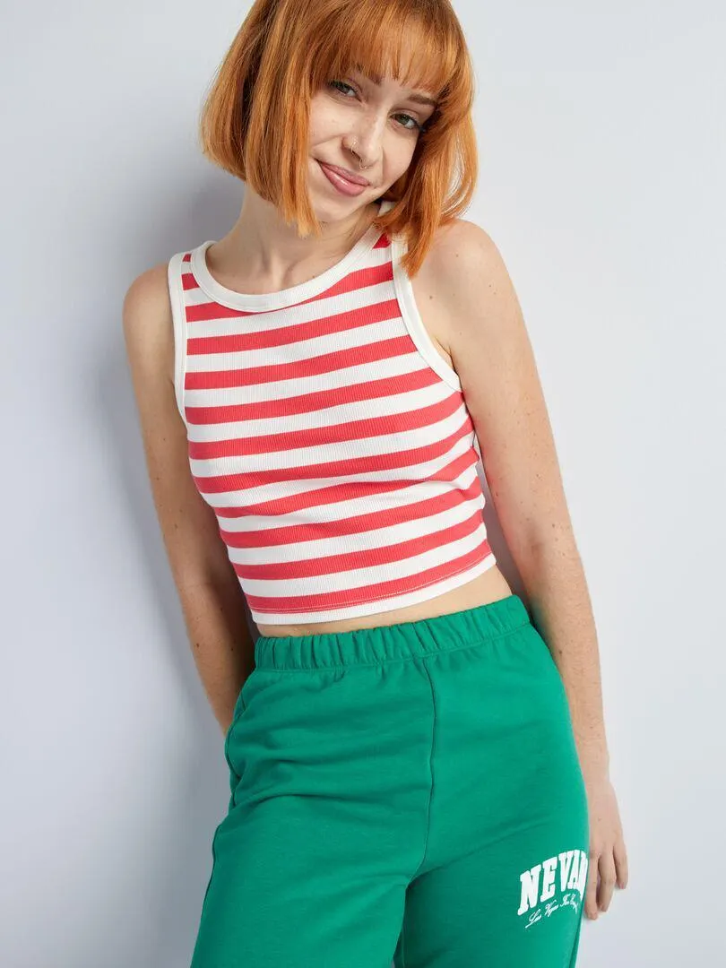 Canotta a coste con righe - ROSSO