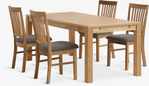 HAGE Tavolo L190 cm rovere nat. + 4 HAGE Sedie rovere nat.