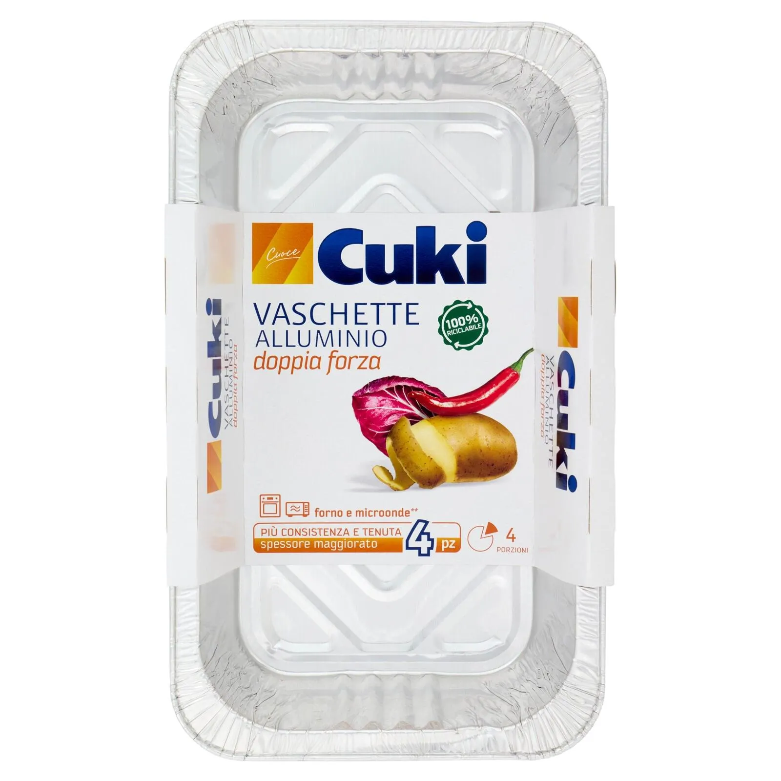 Cuki Cuoce Vaschette Alluminio doppia forza 4 Porzioni 4 pz