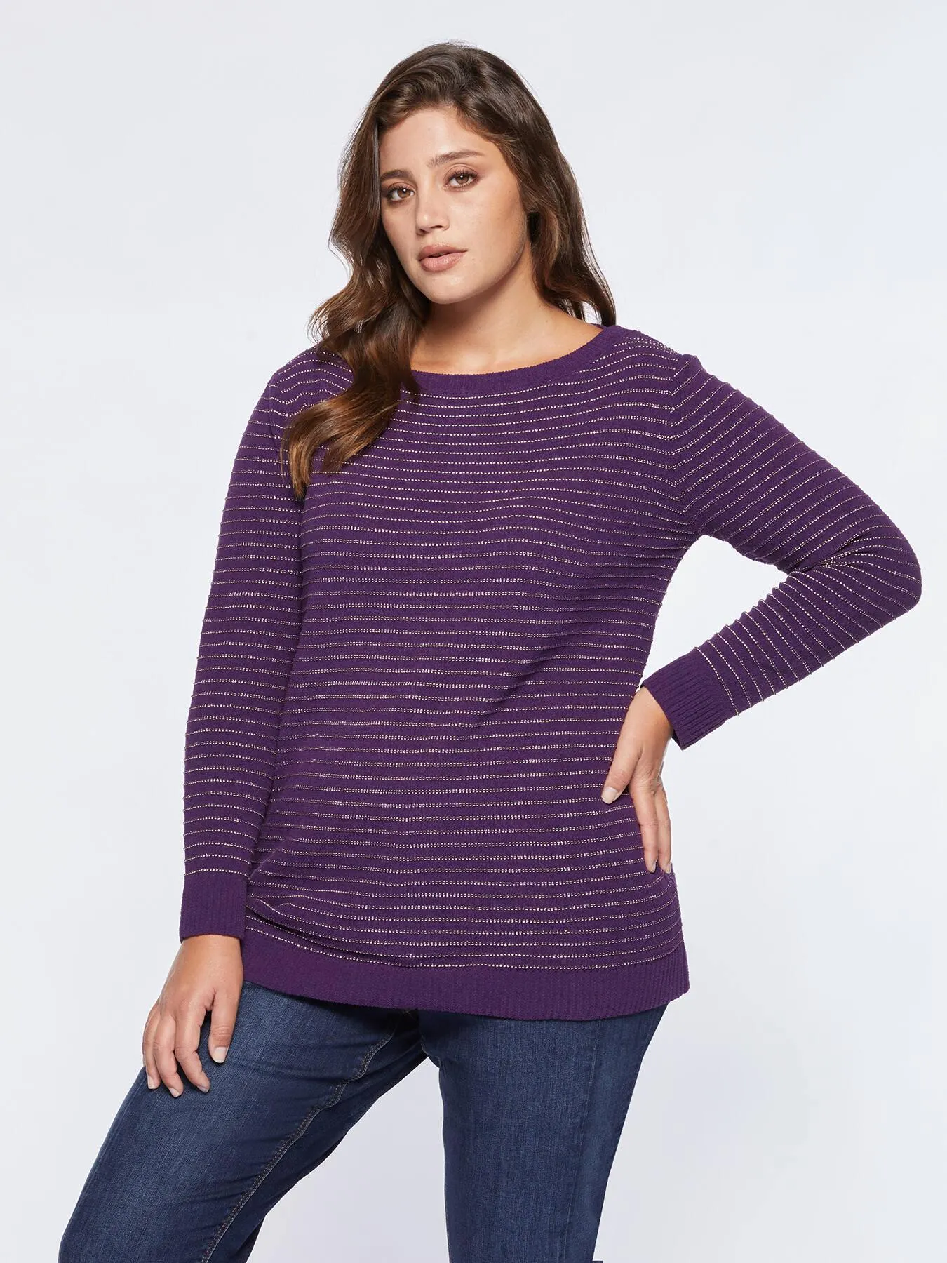 Maglia con righe in filo lurex