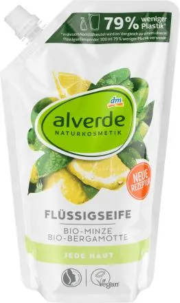 Sapone liquido alla menta bio e al bergamotto bio formato ricarica, 500 ml