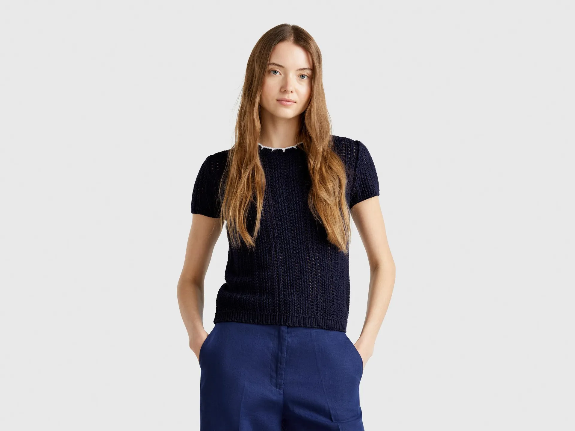 Maglia traforata in puro cotone