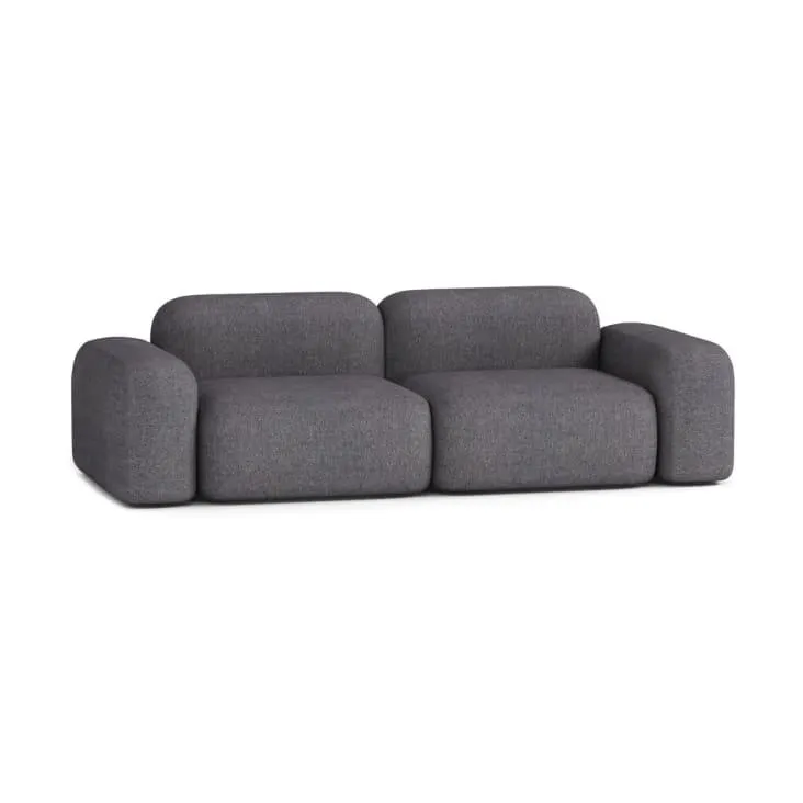 Divano modulare a 3 posti in tessuto grigio