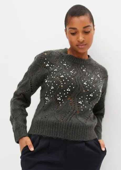 Maglione corto con strass