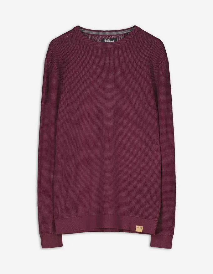 Maglione - A nido d'ape - rosso scuro