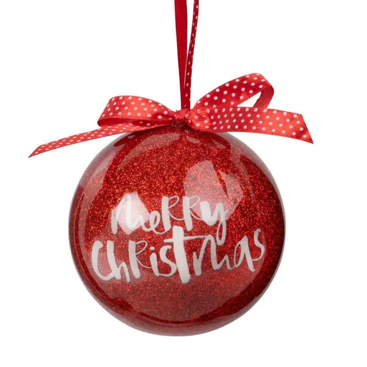 Pallina di Natale in carta con nodo rosso - Lotto di 12