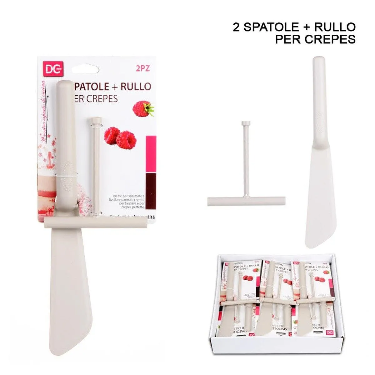 Dc - Crepes Spatula + Roller 2Pcs White